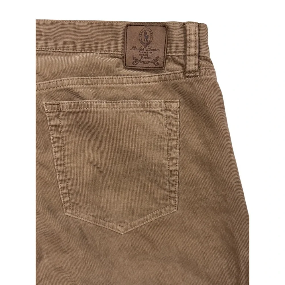Ralph Lauren VTG Corduroy Pants Men 31x30 Tan Slim Straight Stretch Tan 5-Pocket